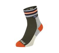 SEALSKINZ Surlingham Waterproof All Weather Ankle Length Striped Cuff Sock, Olive, XL