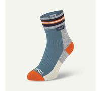 SEALSKINZ Surlingham Waterproof All Weather Ankle Length Striped Cuff Sock, Blue, M