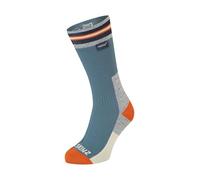 SEALSKINZ Surlingham Waterproof All Weather Mid Length Striped Cuff Sock, Blue, M