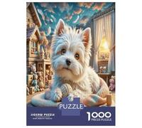 Sealyham Terrier 1000 Piece Jigsaw Puzzle for Adults Educational Dogs on Rustic Cabin Porch Game Challenge Great Gift Idea 52x38cm/1000pcs