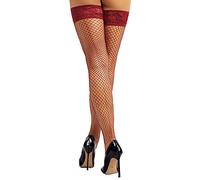 Seam Back Fishnet Thigh High Stockings Silicone Lace Top Lingerie Stay Up Sheer Nylon Hosiery, 1 Pair,wine, M-L