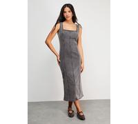 Seam Detail Fitted Denim Midi Dress Warehouse Grey 12