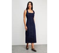 Seam Detail Fitted Denim Midi Dress Warehouse Indigo 14