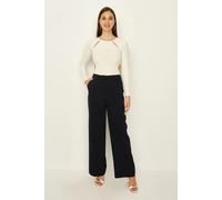 Seam Detail Wide Leg Trouser Select Fashion Navy 14