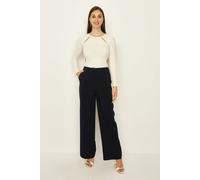 Seam Detail Wide Leg Trouser Select Fashion Navy 8