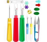 Seam Rippers for Sewing, 4 Stitch Remover Tools, Thread Ripper, Embroidery Removal Tool, with Needle Threaders, Thimbles, Tape Measure, Tailors Awl and Thread Snips for Sewing Jobs,Crafting, DIY