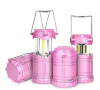 SEAMAGIC 4-Pack LED Pink Camping Lanterns, Portable Camping Lights, Outdoor Handled Lamps, Essential Emergency Lights for Power Outages, Hiking, Hurricane