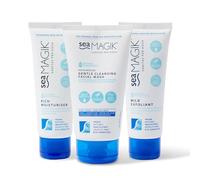 SeaMagik - Face Wash, Lotion, and Face Scrub Exfoliator, Soothes and Replenishes Acne Prone, Dry, Sensitive, and Oily Skin with Hydrating Dead Sea Salt, Vegan, Cruelty Free (1 x 150ml, 2 x 75ml)