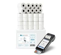 Seamarkt 50 Rolls 57x40mm Thermal Till Rolls, 14m, Thermal Receipt Rolls for PDQ, POS, EPOS, Cash Register, BPA Free, Red Warning Stripe, Pack of 50