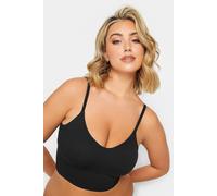 Yours Curve Seamless Padded Crop Bralette Top - Women's - Plus Size Curve Black