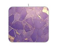Seamles Golden Purple Marble Drying Dish mat Reusable Rectangle Small countertop Dish Drying mat 16x18 Easy Clean Decorative Home Decor Essentials