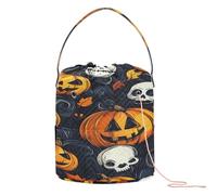 Seamless All Saints' Day Happy Halloween Pattern Crochet Tote Bag Crochet Organizer Bag with Holes Crochet Tote for Knit Crochet Crochet Organizers