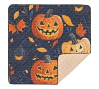 Seamless All Saints' Day Happy Halloween Pattern Large Non-Slip Baby Gym & Activity Mat for Floor Water Resistant Travel Play Mat for Babies Infants Toddlers, 50'' x 50''