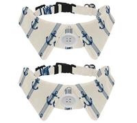 Seamless Anchors and Stripes on Beige Background Dog Collar Bowtie, Comfortable Adjustable Dog Bow Tie Collar for Small Boys and Girls Pets