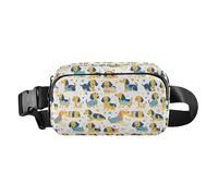 Seamless Asian Traditional Patterns Multipurpose Waist Pack Crossbody Bag with Adjustable Strap for Cycling Hiking Gym, Dachshund Dreams Of A Bone, One Size
