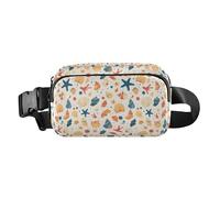 Seamless Asian Traditional Patterns Multipurpose Waist Pack Crossbody Bag with Adjustable Strap for Cycling Hiking Gym, Seashells Different Shapes and Starfish, One Size