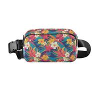 Seamless Asian Traditional Patterns Multipurpose Waist Pack Crossbody Bag with Adjustable Strap for Cycling Hiking Gym, Retro Boho Flower, One Size