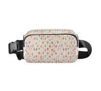 Seamless Asian Traditional Patterns Waterproof Crossbody Bag Waist Packs with Adjustable Strap for Workout Running, Ice Cream Stripe, One Size