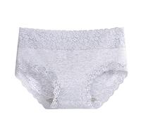 Seamless Athletic Underwear Women Plus Size Women's Crotch Breathable Skin Tight Belly Lifting Waist Lace Hem High Waist Underwear Women Bikinis Underwear (Clear, M)
