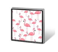 Seamless Beach Pink Flamingos on White Square Badge Smooth Surface Lapel Tie Pin, Lightweight Badge for Women Men Office Worker Nurse Teacher Student Shirts Backpack