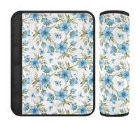 Seamless Beautiful Flowers Car Seat Cushion Covers for Kids Soft Seat Strap Shoulder Pads for Boys Girls 2 Pack 10 * 7.7in