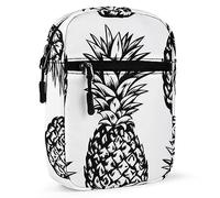 Seamless Black Hand Drawn Pineapples on White Adjustable Fanny Waist Pack Pouch, Waterproof Crossbody Runners Bag Wallet for Gym Hiking Fitness Women Men 6.1 x 2.2 x 7.9 inch