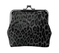 Seamless Black Leopard Print, PU Leather Coin Purse, Small Wallets, Change Pouch with Kiss Lock Clasp Buckle, Change Purse