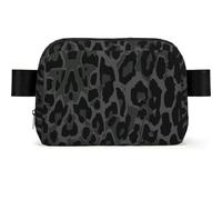 Seamless Black Leopard Print, Square Waist Bag Travel Bum Bag Casual Chest Bag Fanny Pack for Men Women