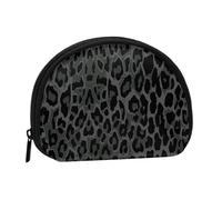 Seamless Black Leopard Print, Women's Storage Bag Shell Makeup Bag Small Coin Purse Shell Change Pouch
