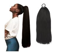 Seamless Blending 32'' Long Braids Ponytail With Hair Tie Synthetic Straight Wrap Around Braided Hair Horse Tail Stunning Look(4)
