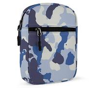 Seamless Blue Black Grey Urban Horizontal Camouflage Camo Pattern Adjustable Fanny Waist Pack Pouch, Waterproof Crossbody Runners Bag Wallet for Gym Hiking Fitness Women Men 6.1 x 2.2 x 7.9 inch