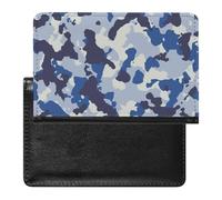 Seamless Blue Black Grey Urban Horizontal Camouflage Camo Pattern Women's Passport Protector, Men's Passport Protector, PU Travel Passport Protector for Women Men Worker 5.8 x 3.9 x 0.4 inch