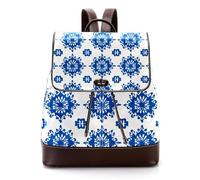 Seamless Blue Flowers Pattern with Paisley Elements Women Backpack, Small Travel Flap Rucksack Handbag Causal Daypack for Ladies Girls