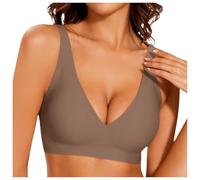 Seamless Bra Bras for Women Non Wired Women's Bras Deep V Bras for Women No Underwire Full Coverage T Shirt Bra Cozy Wireless Bralettes Seamless Everyday Bra Breast Milk Cups for Bra (Coffee, M)