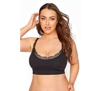 Yours Curve Lace Trim Seamless Padded Non-Wired Bralette - Women's - Plus Size Curve Black
