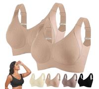 Seamless Bras for Women UK 2 Piece Non Wired Sports Padded Wireless Adjustable Older Support Lift Full Coverage Everyday Tops High Impact Large Minimiser Ribbed Sagging Busts Comfy Bra
