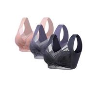 Seamless Bras for Women UK Seamless Padded Mesh Bralettes Wireless High Impact Sports Bras for Large Breasts Full Coverage Posture Corrector Bra Pink+Navy+Dark Blue High Support Sports Bra Women 5XL