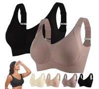 Seamless Bras Women 2 Piece UK Non Wired Sports Padded Wireless Adjustable Older Support Lift Underwear Full Coverage Everyday High Impact Large Minimiser Ribbed Sagging Wire Free Bra