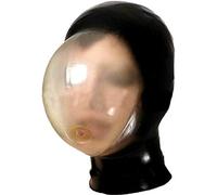 Seamless Breath Control Hood Breath Play Latex Mask Suffocating Gummy Rubber,Black,XX-Large