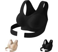 Seamless Breathable Shaping Corrective Support Bras,Women's Adjustable Waist Support Posture-Correcting Sports Bra (Black,M)