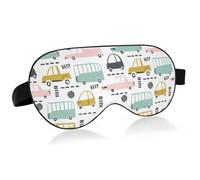 Seamless Cartoon Cars Road Hatches Zebra Crossing on White Adjustable Sleep Mask Lightweight Blindfold with Fashion Patterns Elastic Hidden Strap Relaxing Light Block 9.45 x 3.9 inch