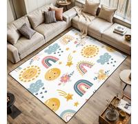 Seamless childish rainbows sun moon Scandi Area Rugs Living Room Large 120x170 cm Washable Vintage Soft Rug Modern Non Slip Floor Carpet Mat for Bedroom Kitchen Dining Room
