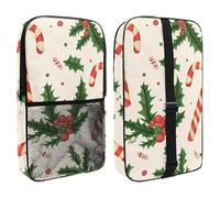 Seamless Christmas Candy Cane and Holly Pattern Pickleball Paddle Cover with Mesh Pocket for Accessories, Fits 2 Paddles and 4balls