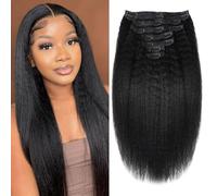 Seamless Clip In Hair Extensions Human Hair Invisible Pu Skin Weft Kinky Straight Seamless Clip Ins For Black Women Real Human Hair Extensions 8pcs With 18clips Per Set 120g (16inch,Natural Black)