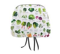 Seamless Collection of Various Vegetables and Common Herbs on White 1PC Universal Car Seat Headrest Protector Covers, Soft Car Headrest Cover Interior Accessories Decoration Fit Most Cars Vehicles
