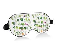 Seamless Collection of Various Vegetables and Common Herbs on White Adjustable Sleep Mask Lightweight Blindfold with Fashion Patterns Elastic Hidden Strap Relaxing Light Block 9.45 x 3.9 inch