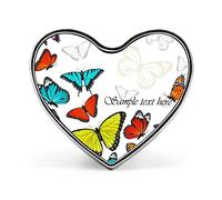 Seamless Colorful Butterflies on White Heart Brooch Pin, Unisex Smooth Surface Lapel Tie Pin, Lightweight Badge Jewelry Crafts Decor for Costume Accessory Men Women