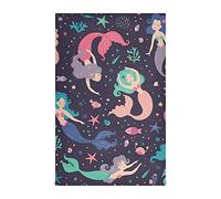 Seamless Colorful Childish Cute Swimming Mermaids Starfishes 1 Pack Polyester Kitchen Dish Towel, Hand Bar Tea Towels with Hanging Loop, Hemmed NapkinTowel Dishtowels Waffle Dishcloths