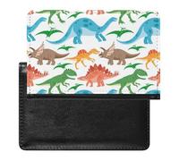 Seamless Colorful Cute Dinosaurs Animals on White Women's Passport Protector, Men's Passport Protector, PU Travel Passport Protector for Women Men Worker 5.8 x 3.9 x 0.4 inch