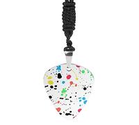 Seamless Colorful Ink Spray Brushes Dots Spots Stains on White Men Guitar Pick Necklace, Rock Musician Pendant Jewelry Bass Picks Holder Twin-sided Chains Gift for Husband Dad Boyfriend